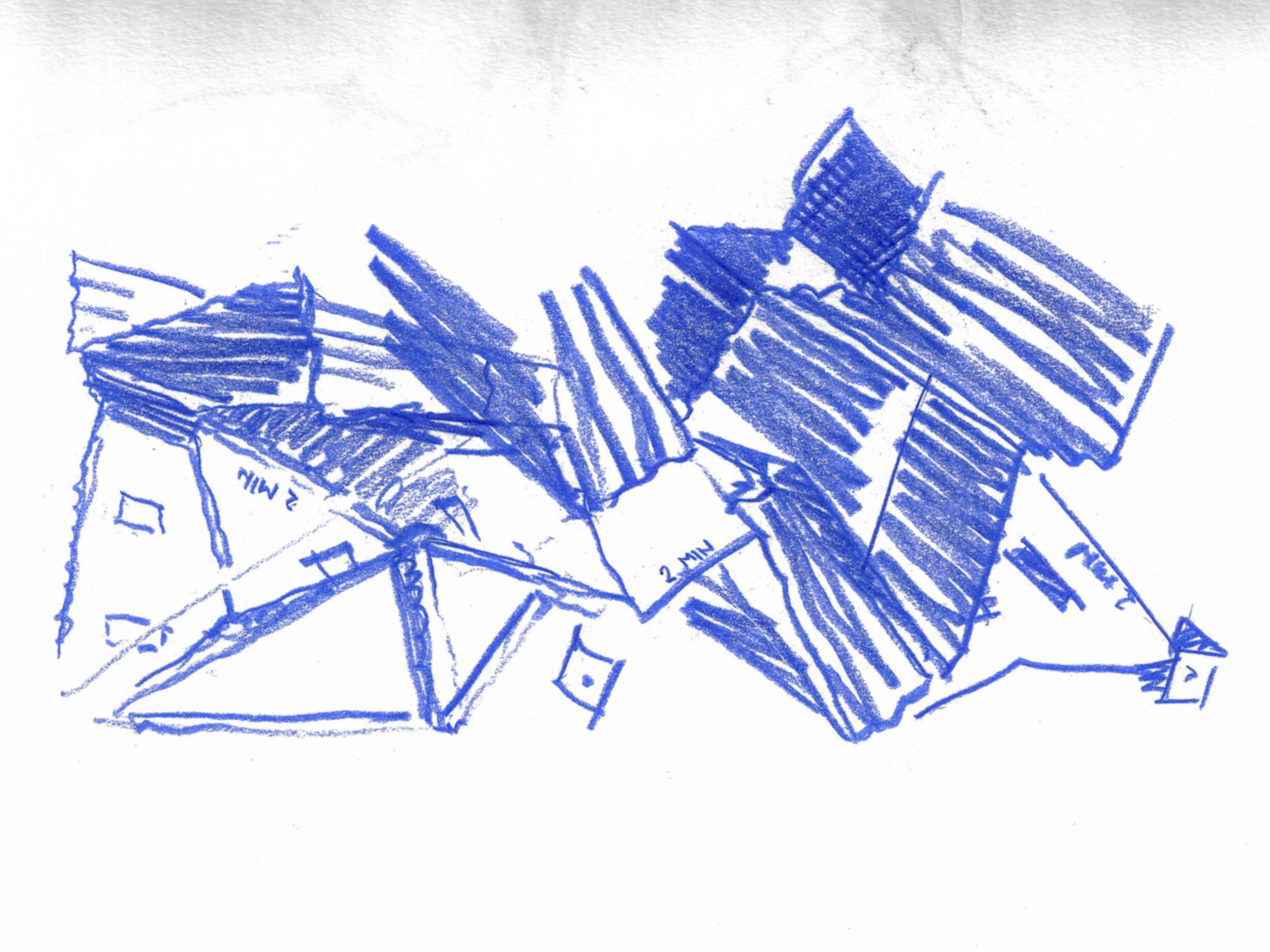 2D - Interrogative Encounters [ 3 x 2 Minute Sketches, Blue Pencil in 255 x 177mm Sketchbook]