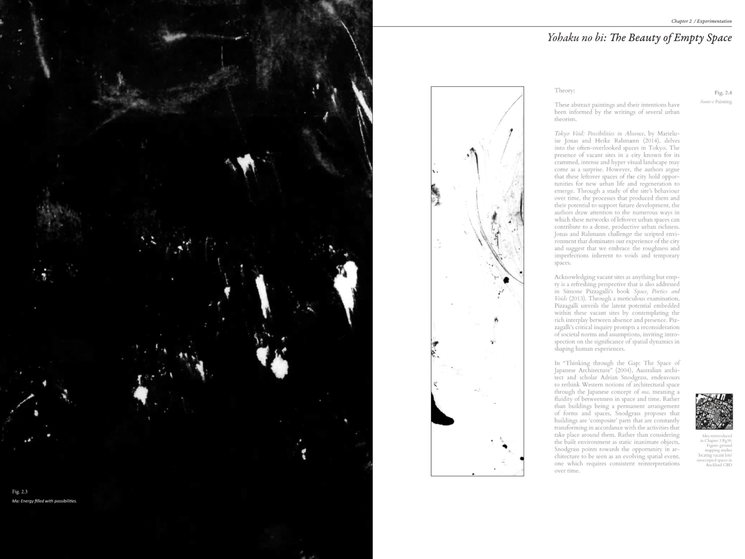 Sumi-e black ink painting entitled “Solids/Voids”