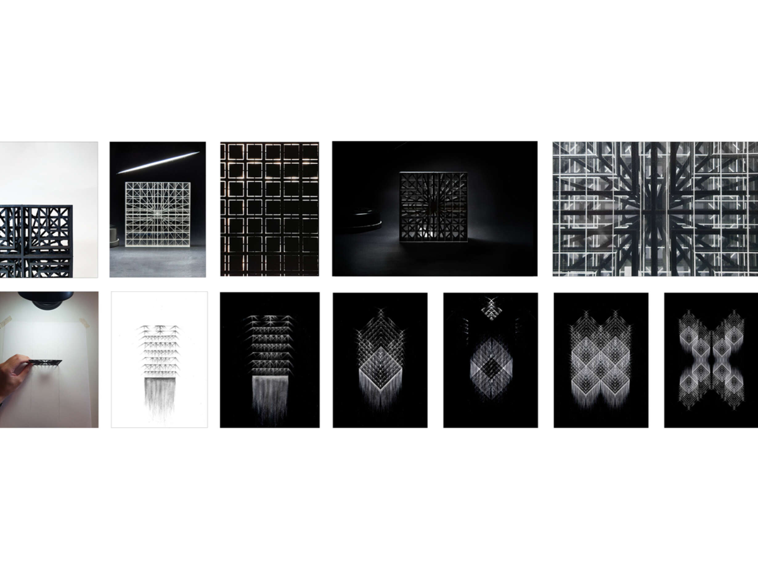 Series: A/B - Collection of images showing the initial conceptual experimentation of the underground through the act of tracing shadows to create light