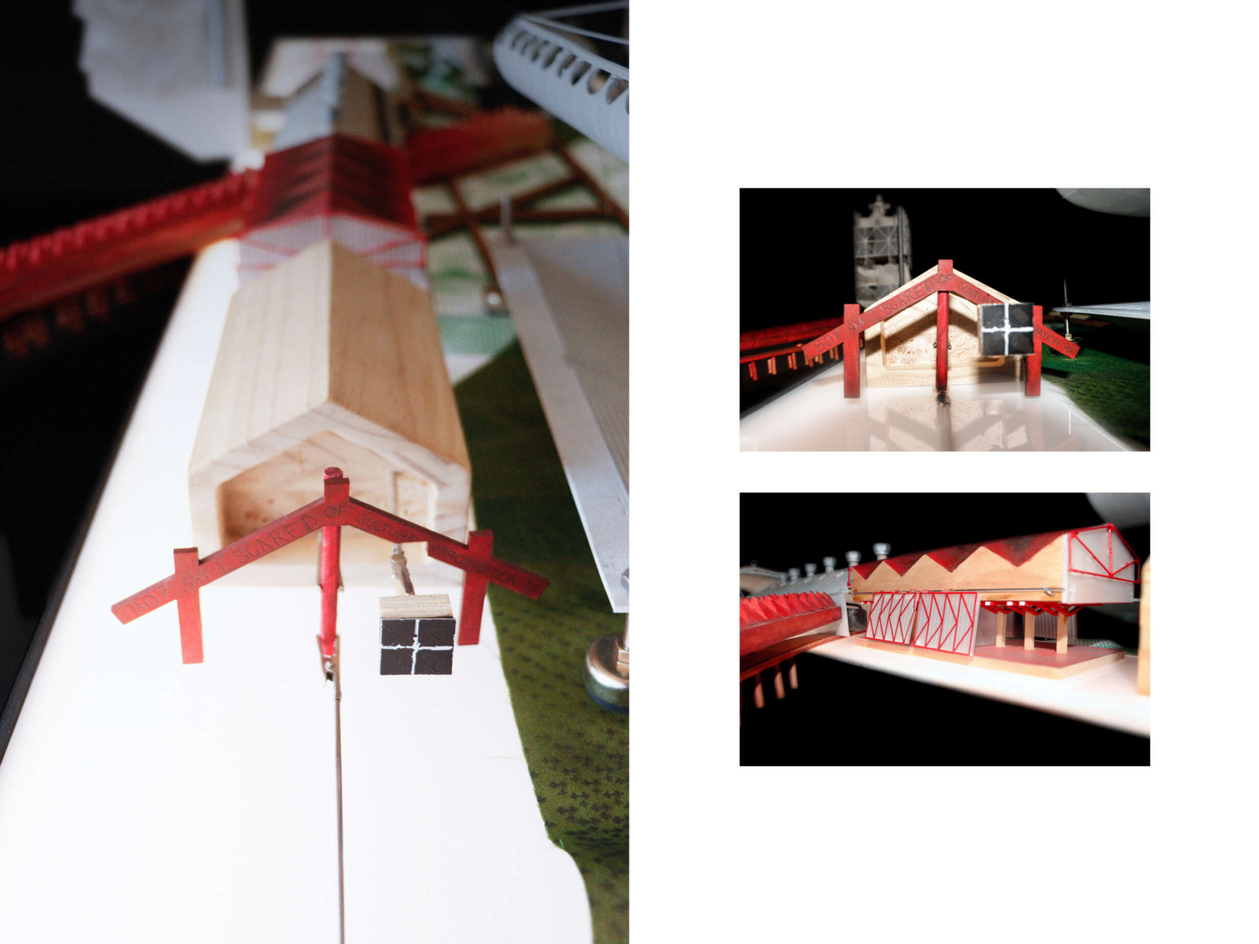 The Elongated Shed, found material, plywood, aluminum, corflute, MDF, pine, balsa, timber dowel, spray paint, acrylic, model details.