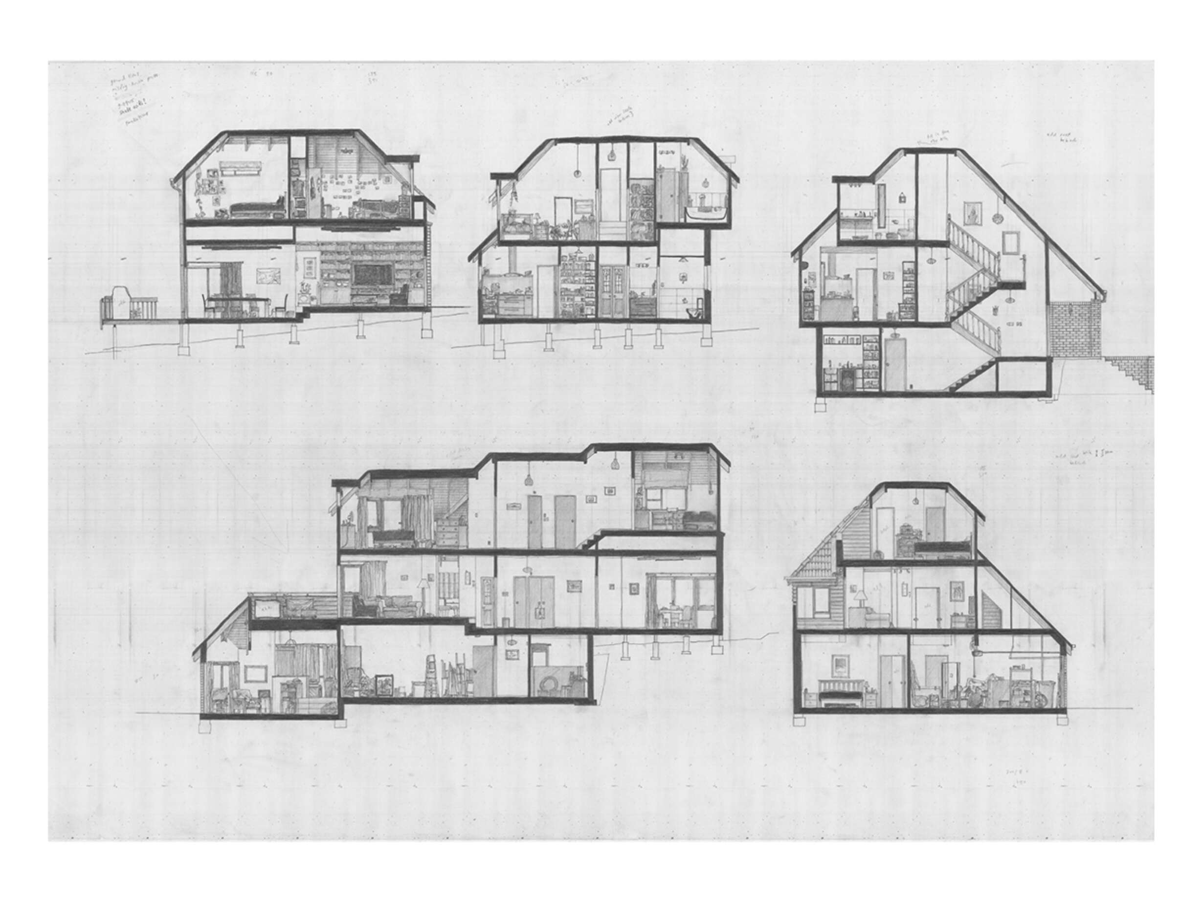 Redrawn sections of the house